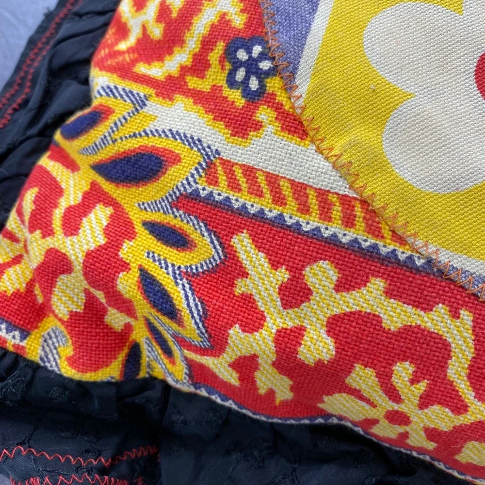 Vintage‎ 70s Handmade Patchwork Boho Throw Pillow Floral Ruffle Square 19.5